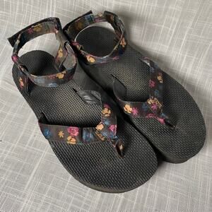 Teva Flatform Floral Platform Sandals Ankle Strap Thong Womens Size 10